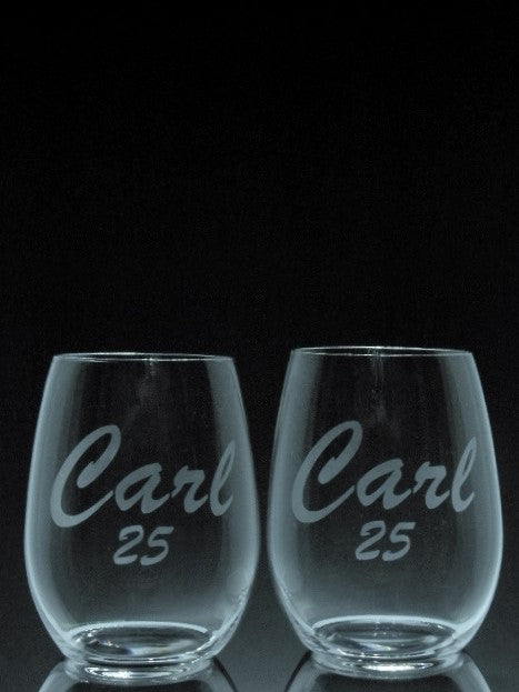 2 verres gravés | Noms et Années