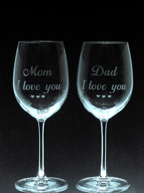 2 verres gravés | Mom, Dad I love you!