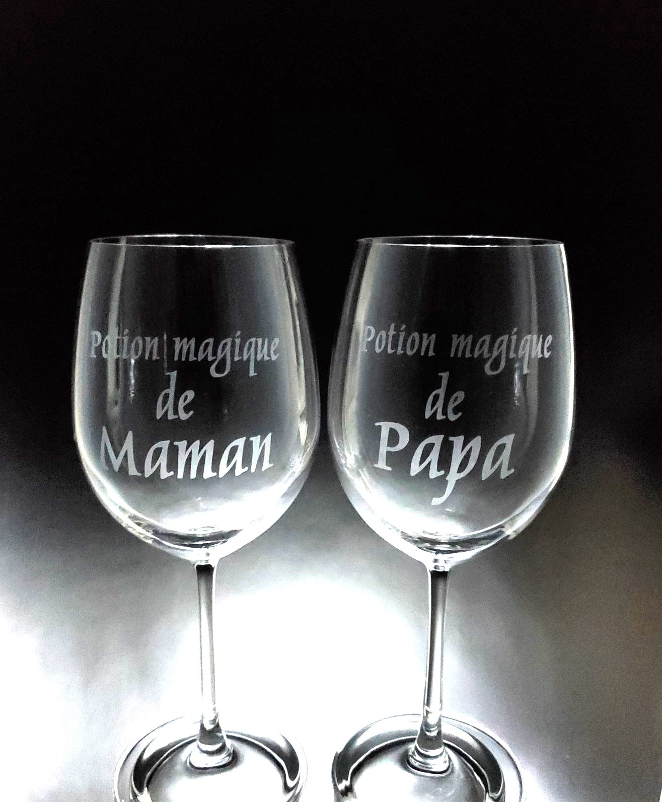 2 verres gravés | Potion Magique de Papa Maman