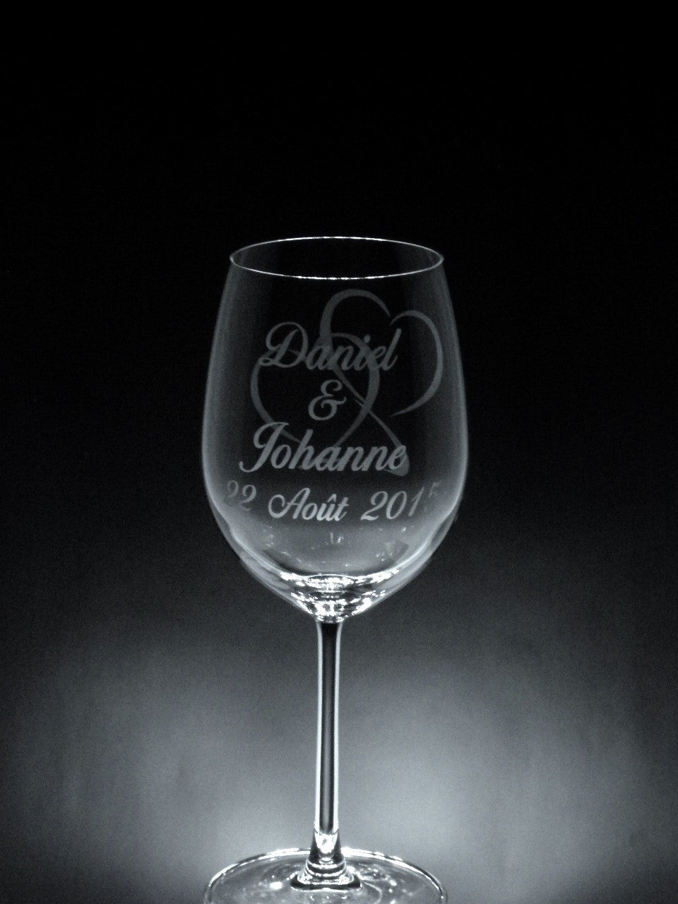 2 verres gravés | Prénoms, date et coeurs entrelacés