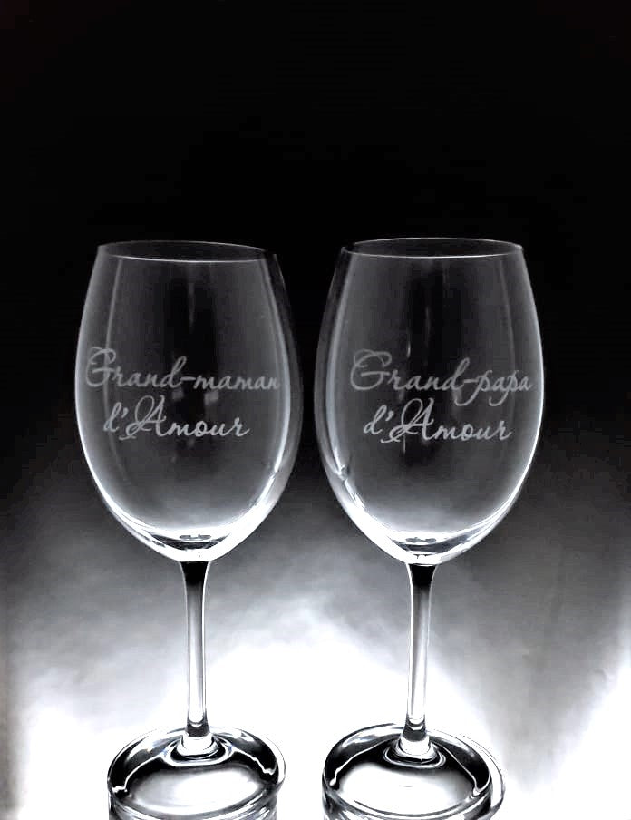 2 verres gravés | Grand-Maman d'Amour, Grand-Papa d'Amour