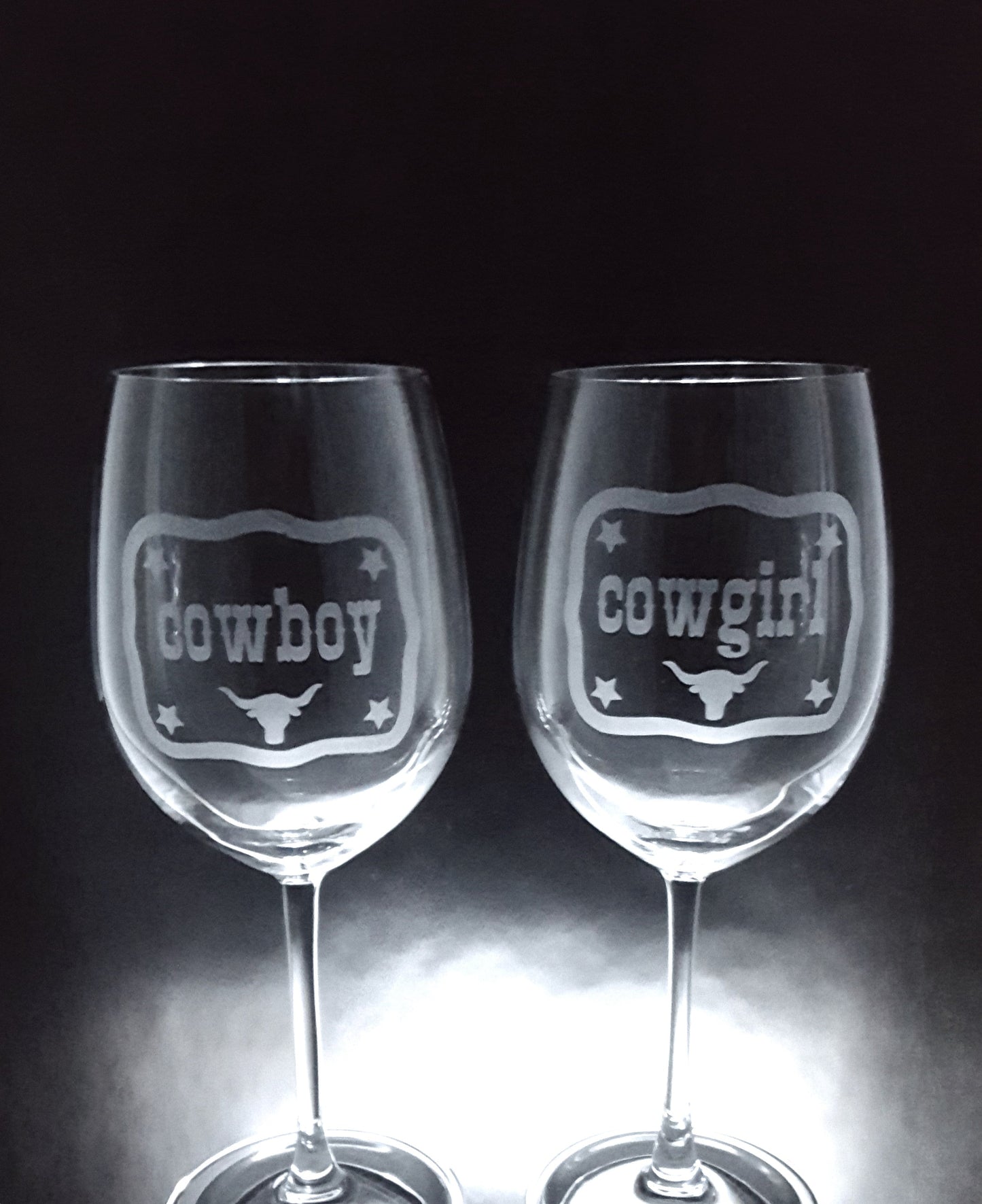 2 verres gravés | Cowboy & Cowgirl