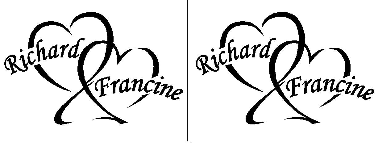 2 verres gravés | Cœurs entrelacés et noms dans les coeurs