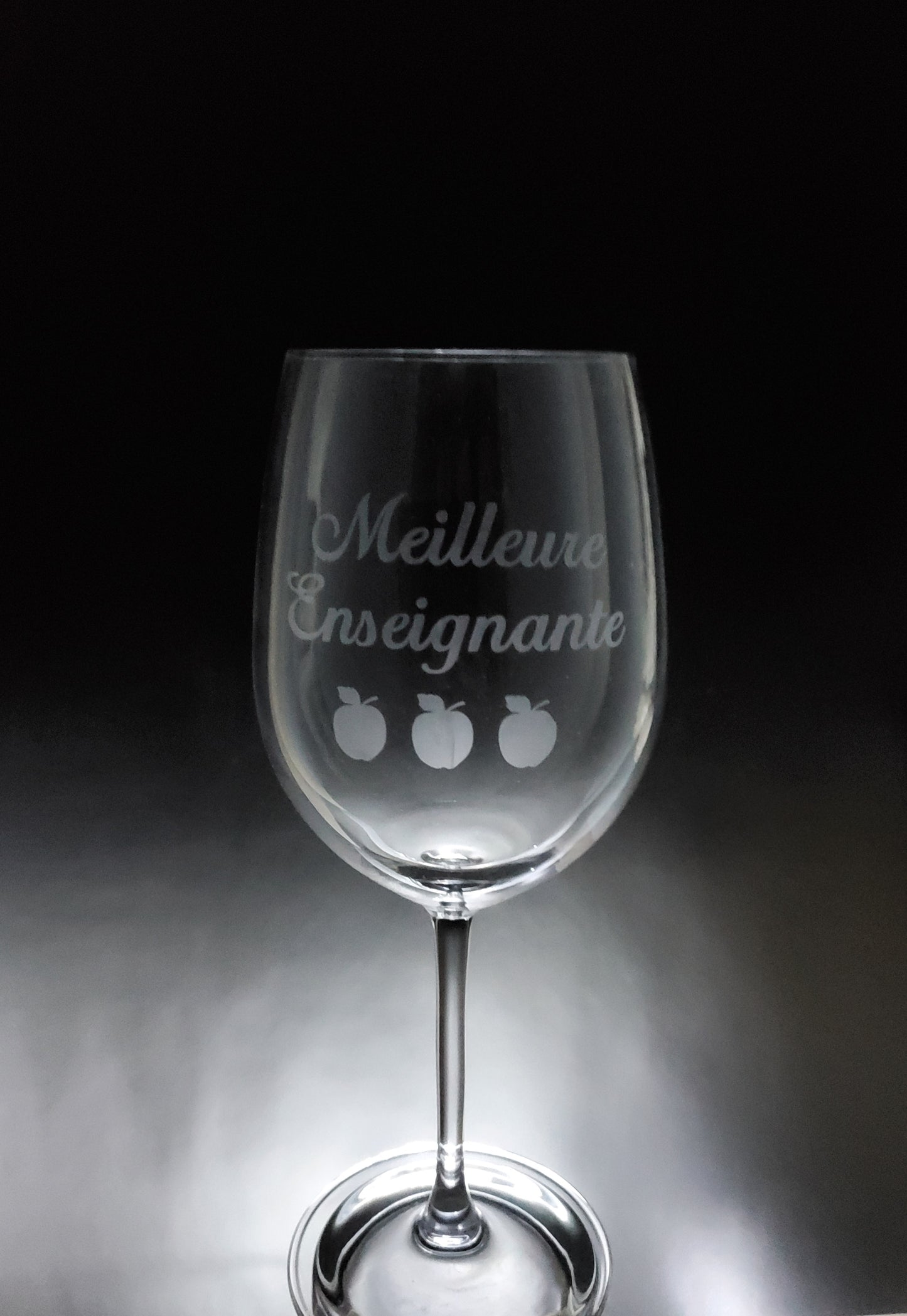 Verre gravé | Meilleure enseignante et 3 pommes