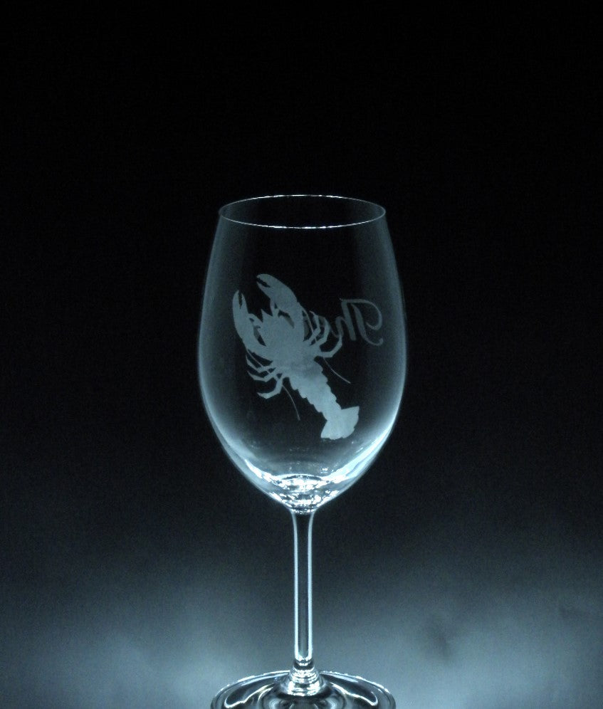 Verre gravé | Homard et nom de l'autre côté