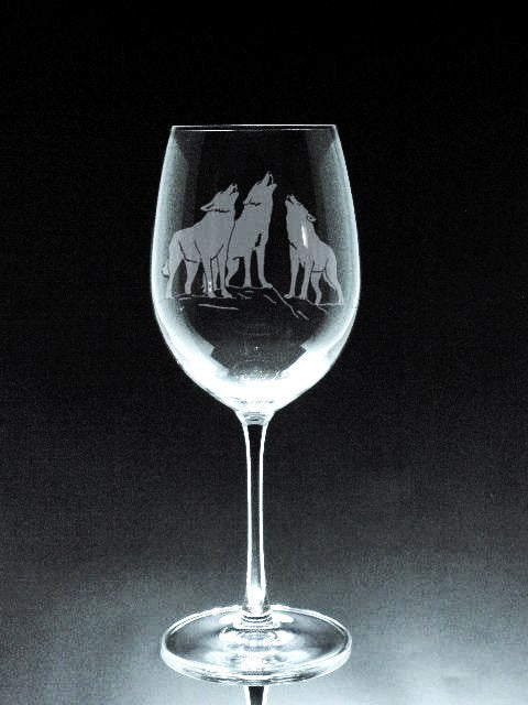 Verre gravé | Loups (3)