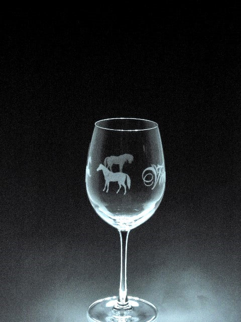 Verre gravé | Cheval et nom tout le tour