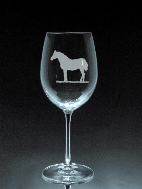 Verre gravé | Cheval dans le pré