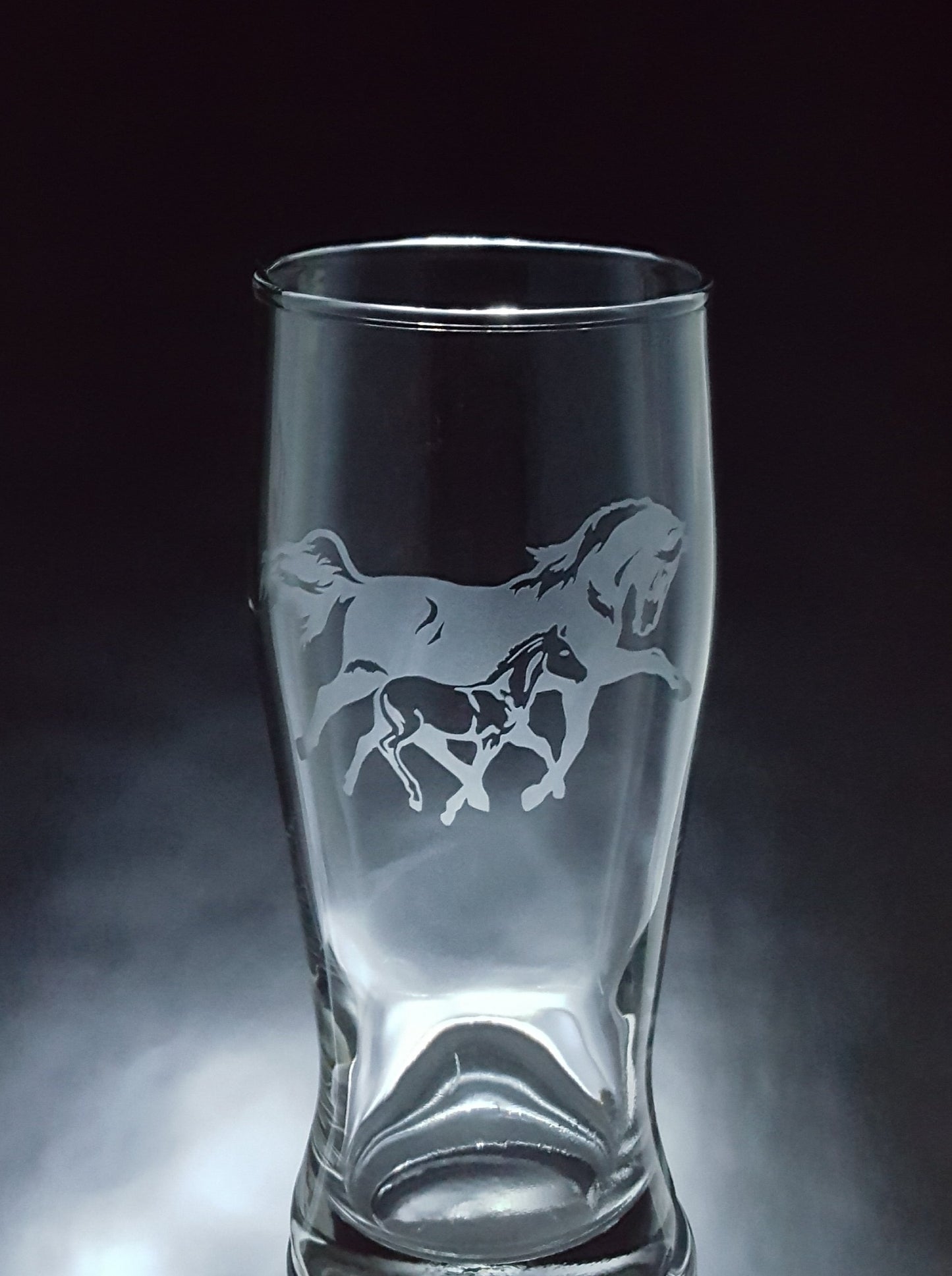 Verre gravé | Cheval maman et bébé