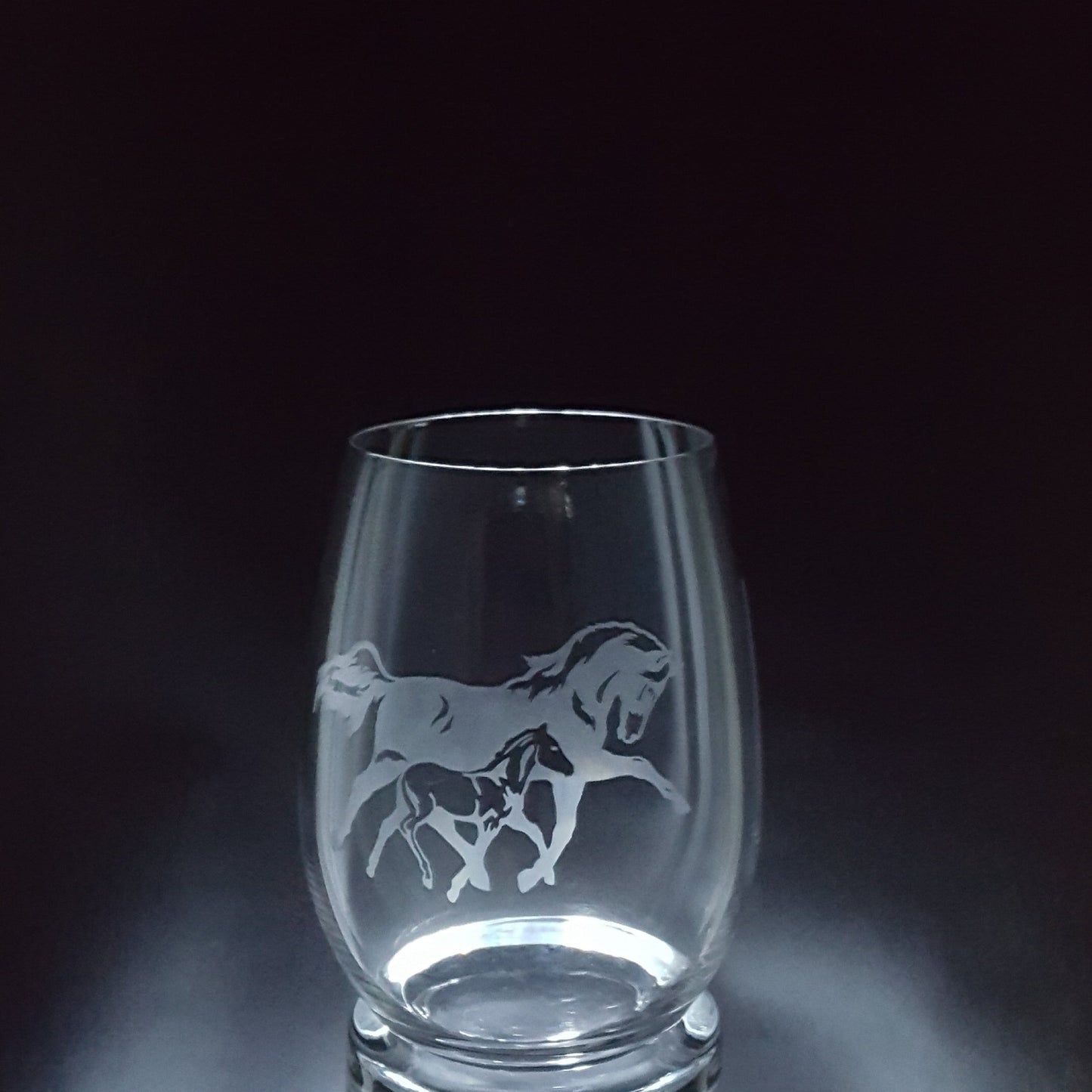 Verre gravé | Cheval maman et bébé