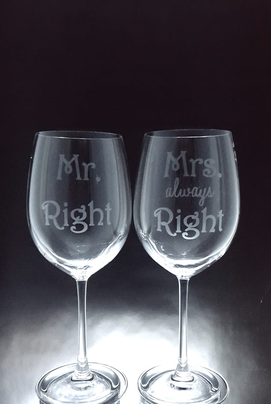 2 verres gravés | Mr. Mrs Right