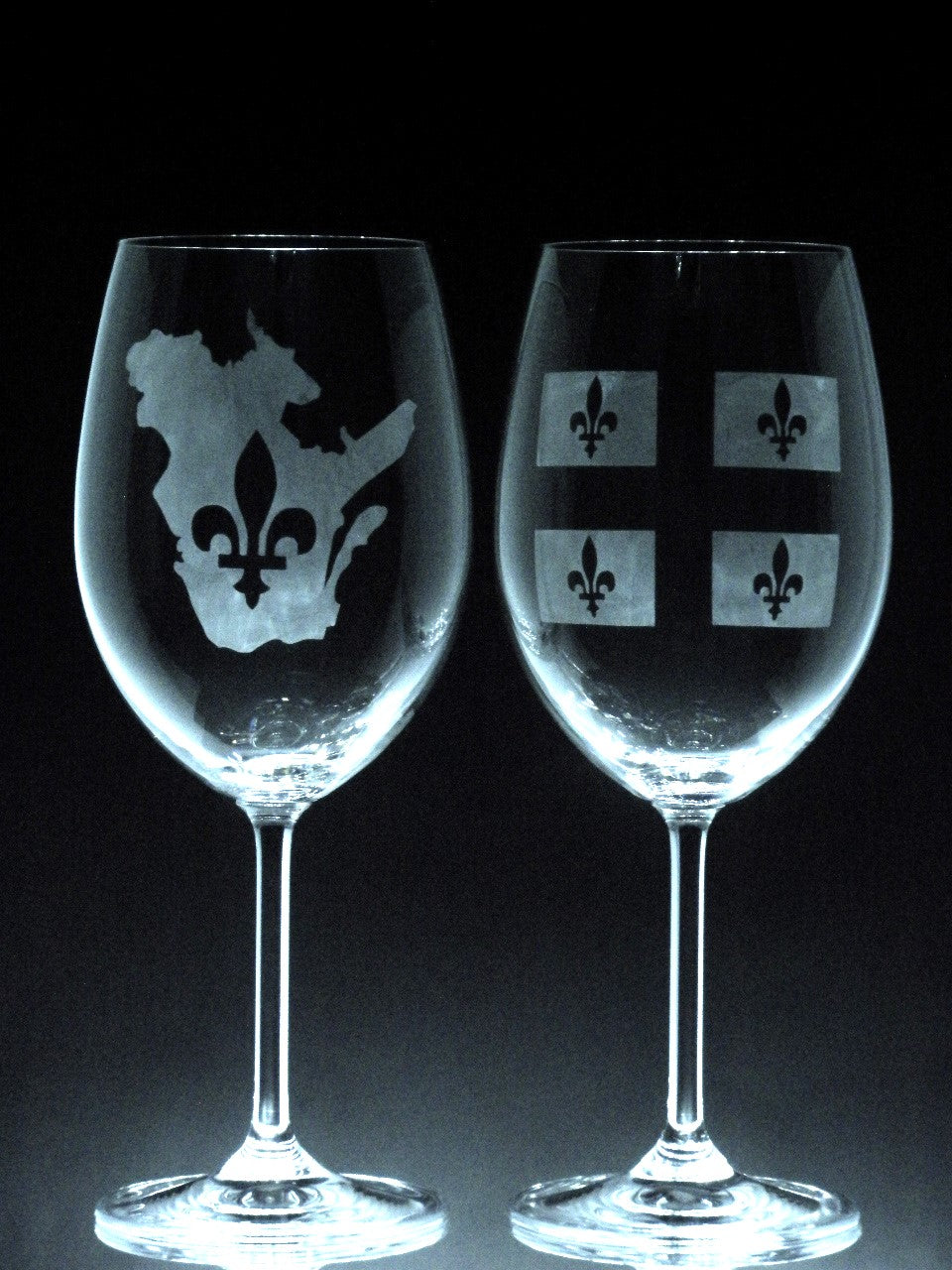 2 verres gravés | Drapeau du Québec et Carte du Québec