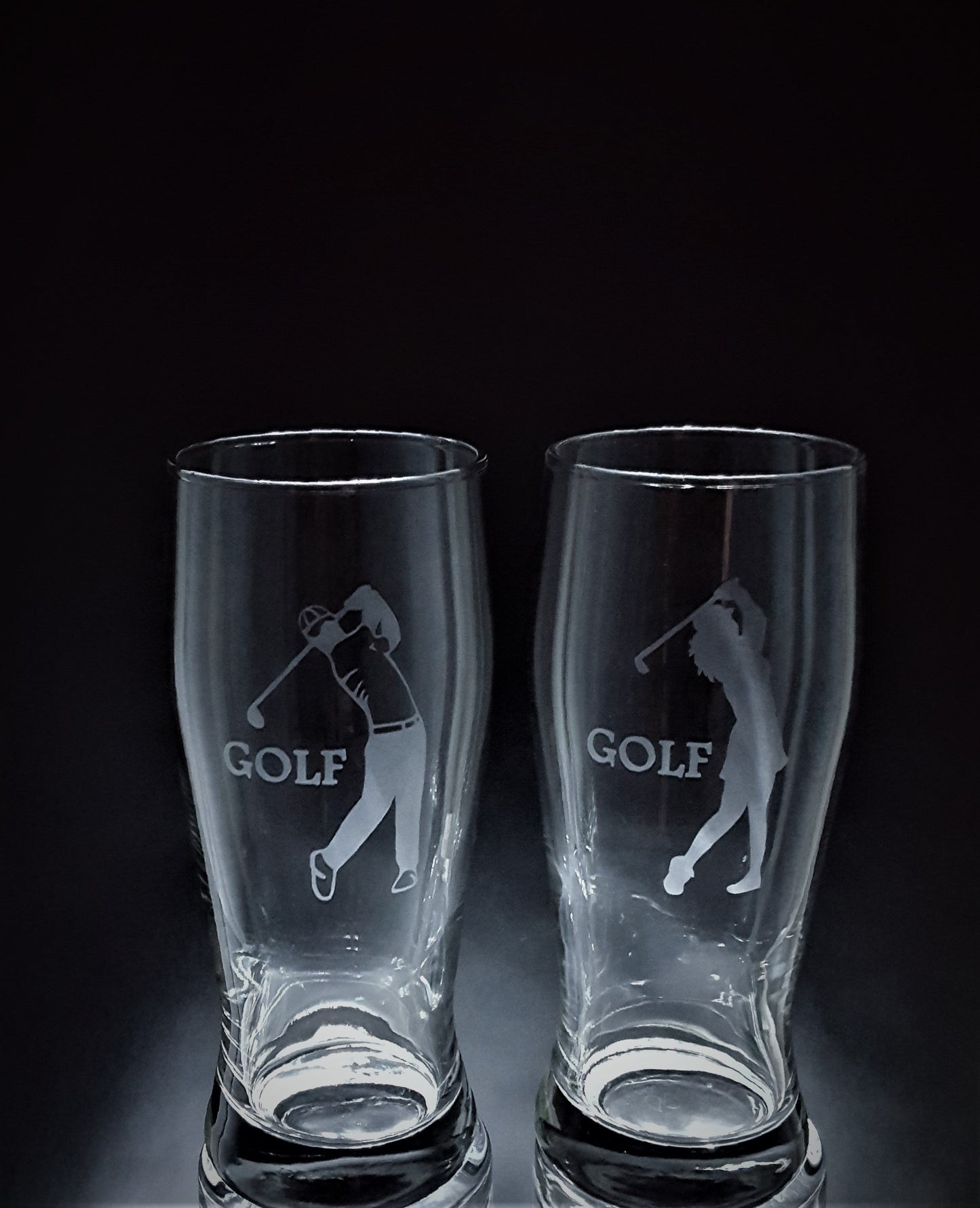 2 verres gravés | Golfeur homme et femme