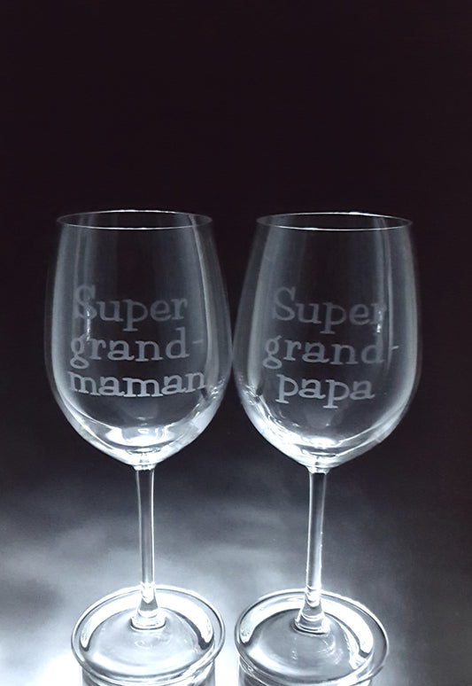 2 verres gravés | Super Grand-Maman, Super Grand-Papa