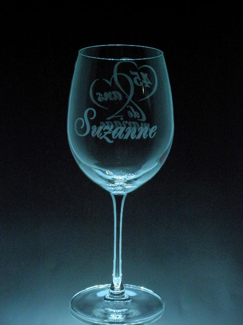 2 verres gravés | Anniversaire de mariage dans coeurs entrelacés et nombre d'années
