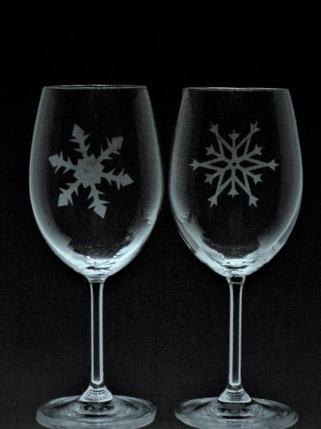 2 verres gravés | Flocons de neige