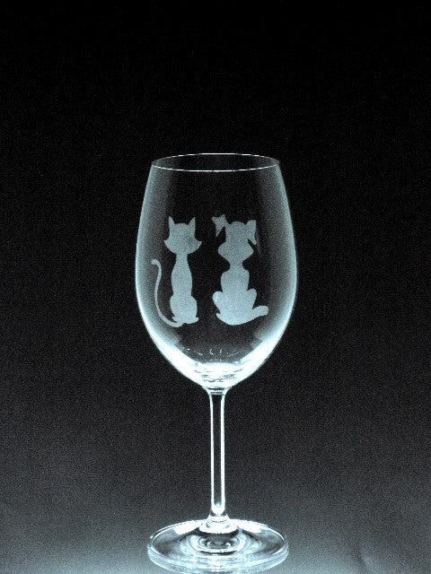 Verre gravé | Silhouette de chien chat