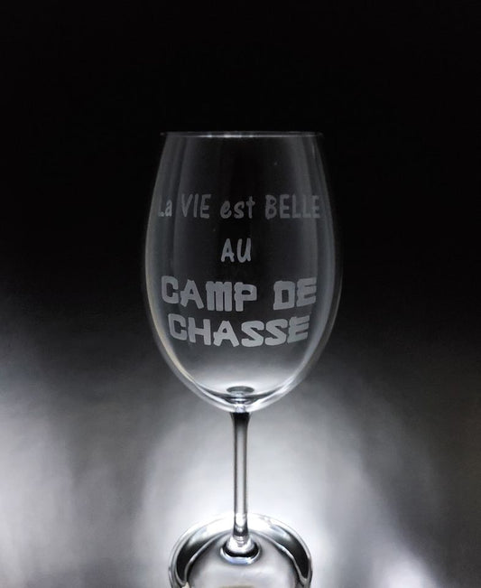 Verre gravé | La vie est belle au camp de chasse