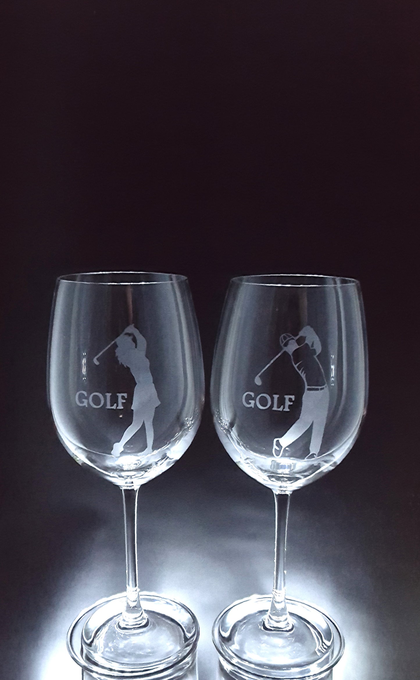 2 verres gravés | Golfeur homme et femme