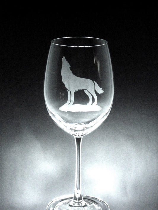 Verre gravé | Loup solitaire