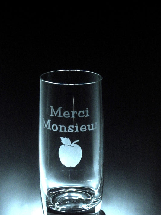 Verre gravé | Merci monsieur et pomme