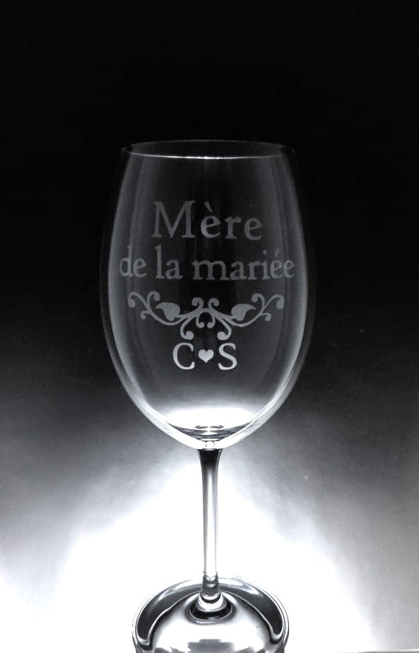 Verre gravé | Mère de la mariée + initiales des mariés