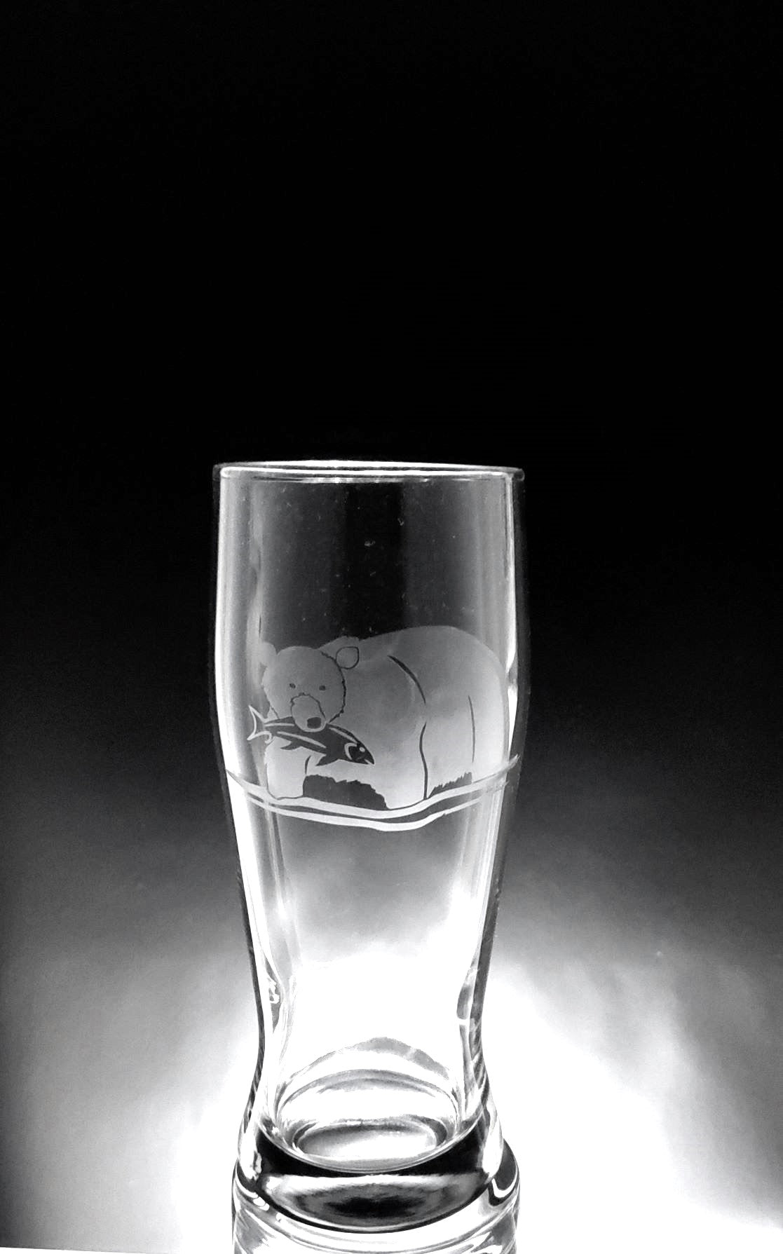 Verre gravé | Ours dans la rivière