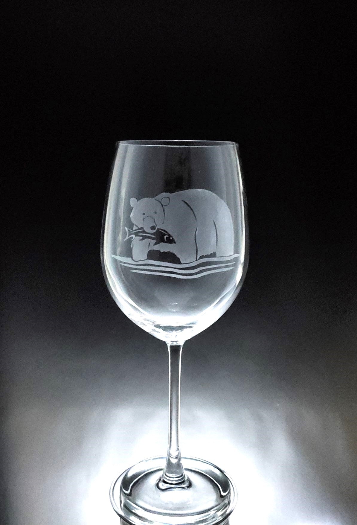 Verre gravé | Ours dans la rivière